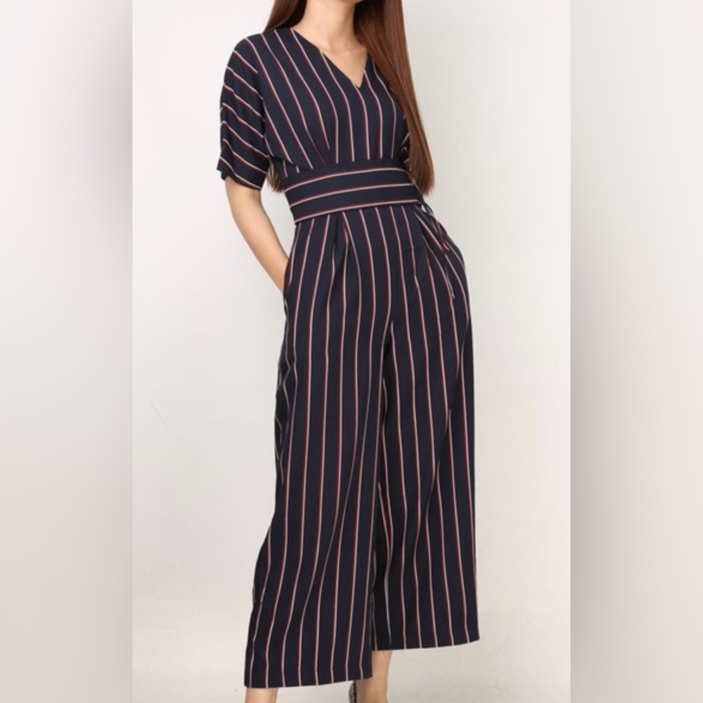 Black and red Striped Jumpsuit